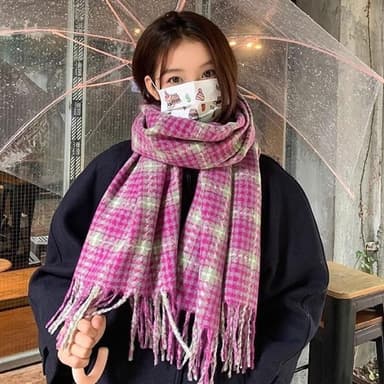 【KT DADA】披巾 披肩圍巾 流蘇圍巾 圍巾 圍脖 格子圍巾 仿羊絨圍巾 百搭配件 小臉神器 情侶圍巾 禮物 高級感 韓國圍巾