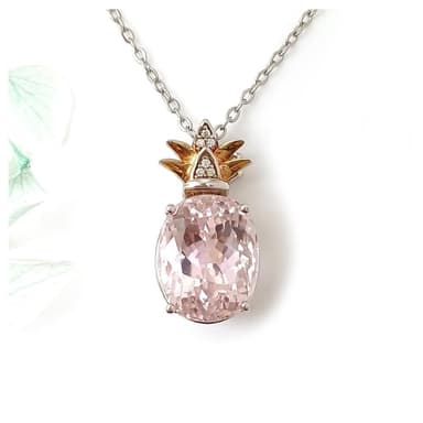 【KATE】銀飾 珠寶級天然孔賽石13.7ct 純銀項鍊 小鳳梨 紫鋰輝項鍊 孔賽石項鍊 吸引靈魂伴侶 濃豔放光 生日禮物 情人禮物