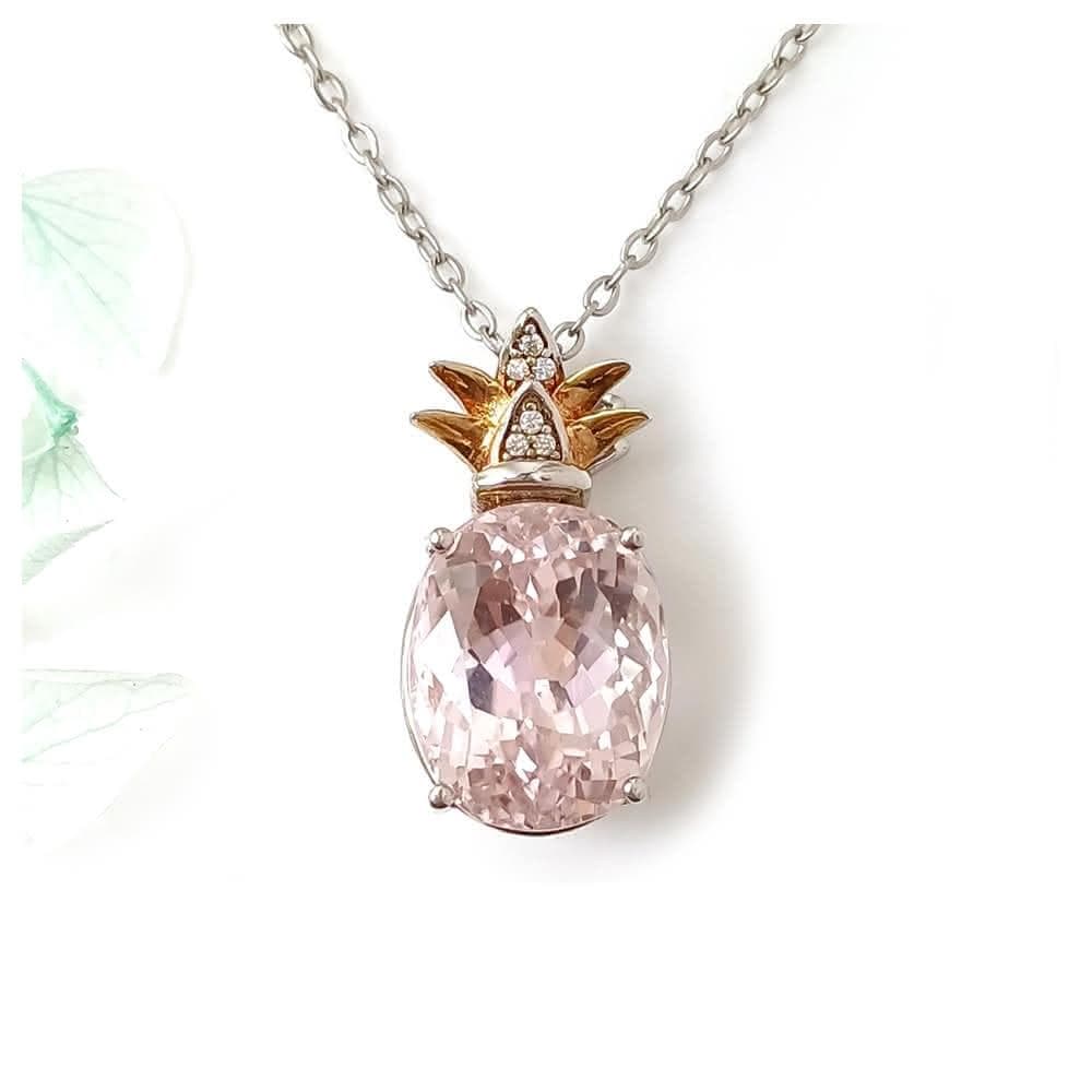 【KATE】銀飾 珠寶級天然孔賽石13.7ct 純銀項鍊 小鳳梨 紫鋰輝項鍊 孔賽石項鍊 吸引靈魂伴侶 濃豔放光 生日禮物 情人禮物