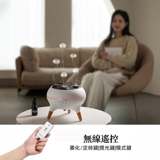 動感水母香薰機 水母煙圈加濕器 淨化空氣 音樂律動 帶七彩氛圍燈 精油噴霧器 香氛機 擴香機 香氛噴霧