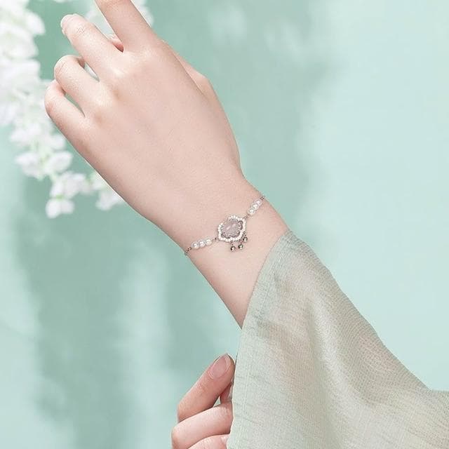 【MoonDy】手環 飾品 高級感 輕奢手鍊 平安鎖 珍珠手鍊 小眾設計 配飾 保平安 情人節禮物 手鍊女 925 純銀手鍊
