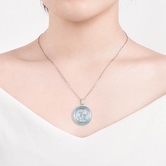 【Paiya 派亞】天然A貨翡翠藍水生肖兔吊墜S925銀鑲冰種玉石挂件可愛女款玉墜交換禮物/送禮