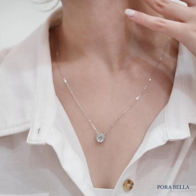 【Porabella】925純銀花朵鑲鑽吊墜 梅花項鍊 鑲鑽項鍊 鋯石鎖骨鏈 法式小眾 生日禮物送女友 Necklace