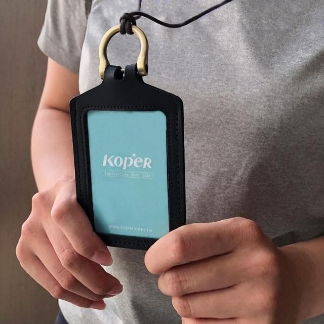 【KOPER】手工皮革-證件套 經典黑 悠遊卡套 工作證套 識別證套 禮物 MIT台灣製造