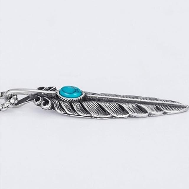 【LEEHER】復古風/飾品/造型項鍊/個性項鍊/羽毛項鍊/項鍊/不銹鋼項鍊/歐美項鍊/葉子/綠松石/吊墜/男女通用/配飾/禮物