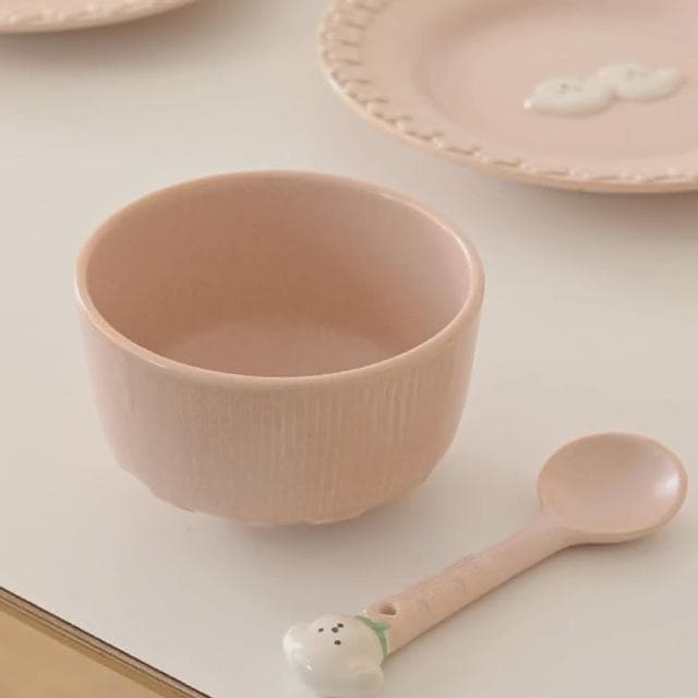【MYUMYU 沐慕家居】粉色狗狗小碗小碗 泡麵碗 拉麵碗 午餐碗 陶瓷碗 陶瓷餐具