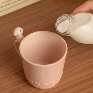 【MYUMYU 沐慕家居】粉色狗狗馬克杯馬克杯 辦公杯 粉色杯 狗狗馬克杯 陶瓷馬克杯 陶瓷杯