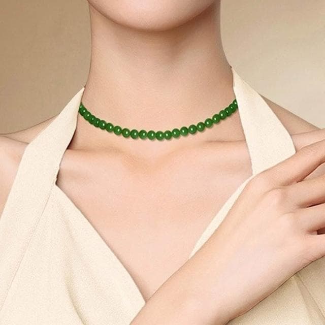 【LEESA】和田玉項鍊\玉項鍊\氣質項鍊\碧玉項鍊\綠色項鍊\高品質\項鍊\念珠\保平安\避邪項鍊\長輩禮物