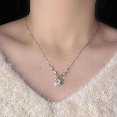 【LEESA】項鍊\鎖骨鍊\純銀項鍊\鋯石項鍊\銀項鍊\氣質項鍊\閨蜜項鍊\百搭項鍊\情侶項鍊\生日禮物