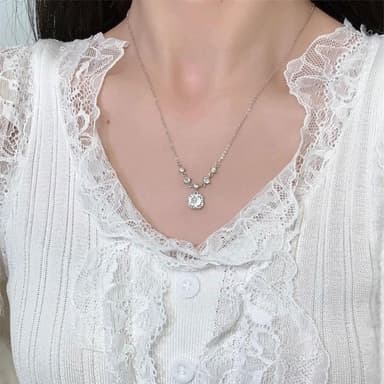 【MoonDy】項鍊 純銀項鍊 鋯石 鎖骨鏈 配飾 閨蜜項鍊 女生項鍊 銀項鍊 999 純銀項鍊 情侶項鍊 情侶禮物 生日禮物