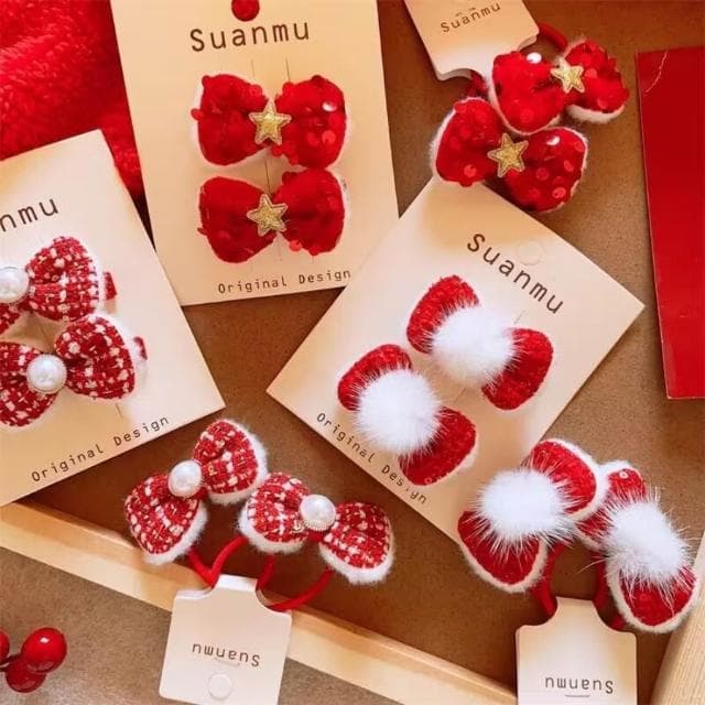 ❤️Annie❤️兒童新年大紅蝴蝶結髮飾 蝴蝶結髪繩 女童髪夾 紅色髪飾 兒童配件 女童 寶寶 大紅色髮夾 過年禮物