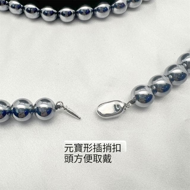 【Paiya 派亞】太赫茲Terahertz能量石 圓珠項鏈 元寶扣簡約男女毛衣鏈送禮好物/交換禮物