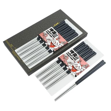 高檔筷子 黑銀色 10雙禮盒 23公分 不鏽鋼筷子 入新居送禮 環保筷 入厝送禮 送禮物 餐廳筷子 尖頭筷 165-CPSBS230-10