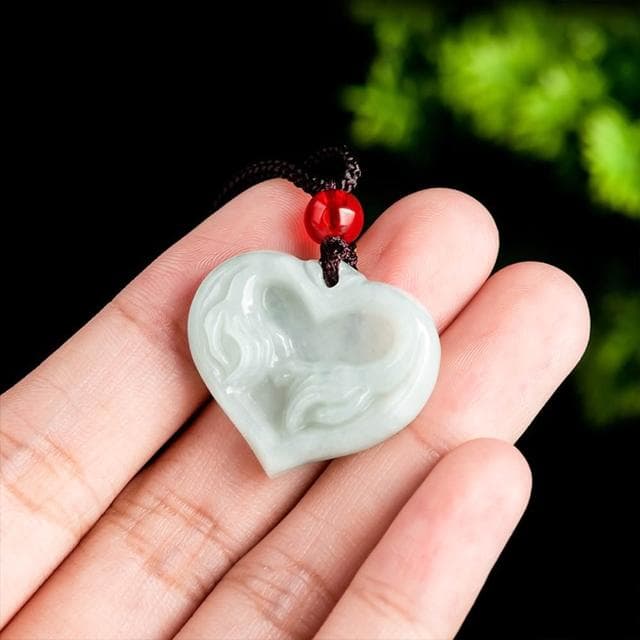 【LEEHER】玉項鍊/玉石/玉佩/玉墜/冰種玉/翡翠項鍊/愛心吊墜/招財項鍊/招姻緣/桃花運/禮物/情侶項鍊