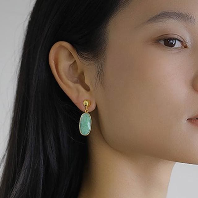 【LEEHER】天河石/個性耳環/情人節禮物/純銀耳環/耳飾/韓國飾品/耳環/耳環女/925/耳環抗過敏/復古耳環/高級感/薔薇石/