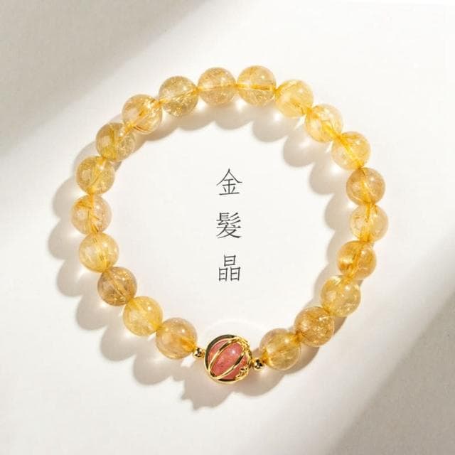 【Paiya 派亞】6-8mm招財壹夜暴富黃水晶水晶金髮晶手鏈女生手串禮物轉運珠飾品送禮好物/交換禮物