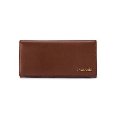 【Crocodile】鱷魚皮件 薄長夾 男女適用 義大利植鞣 13卡 Naturale系列-0103-11012-咖啡色送禮推薦