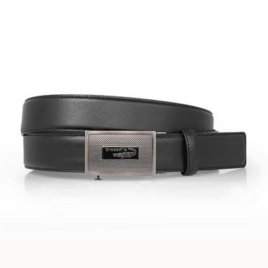 【Crocodile】鱷魚皮件 35mm寬版 真皮自動皮帶 紳士皮帶 0101-25007-黑色真皮皮帶 送禮推薦