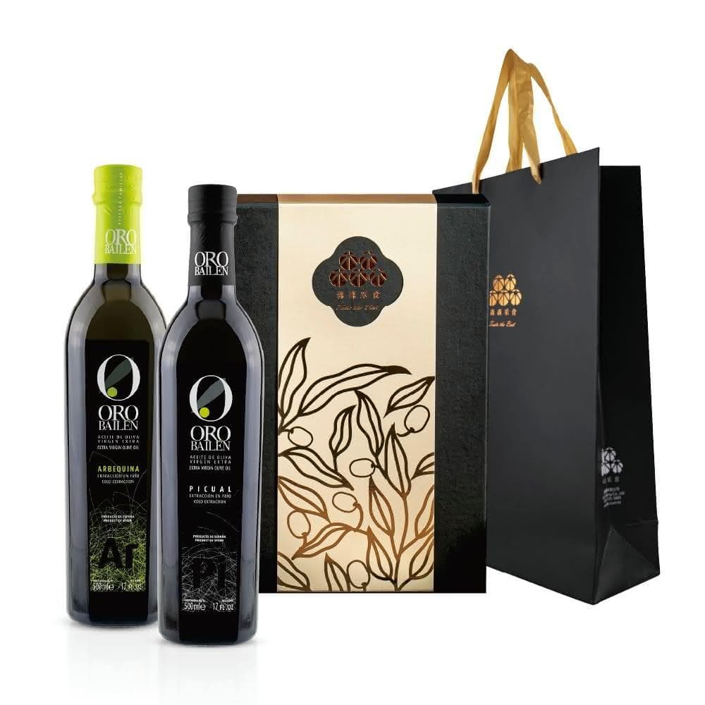 【Oro Bailen 皇嘉】特級冷壓初榨橄欖油 500ml 福至雙冠禮盒2入組 (任選) Picual Arbequina 中秋禮盒 橄欖油禮盒 送禮 交換禮物 年節禮盒