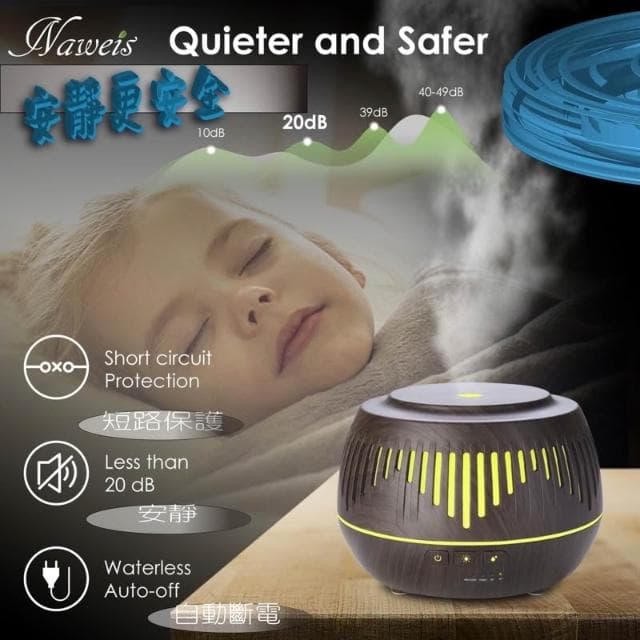 Nawies精油 名師設計款 500ml縷空木紋水氧機 線條設計款 專櫃品質 薰香機 水氧機 香氛機 八彩燈光 超音波負離子水氧機 加濕器