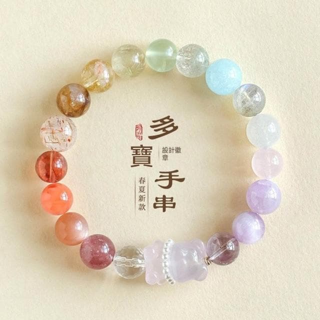 【Paiya 派亞】馬粉醒獅貔貅小熊多寶水晶串珠手鏈女時尚高級感海藍寶紫水晶手串送禮好物/交換禮物