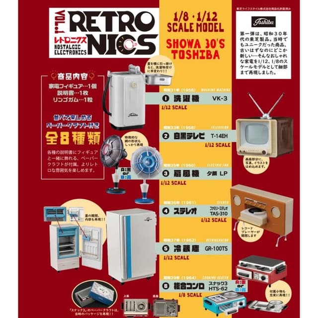 大旺小舖:台北現貨 ftoys盒玩 昭和30年代TOSHIBA家用電器製品 一中盒八款 生日結婚母親節情人節聖誕交換禮物