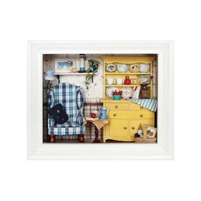 大旺小舖:DIY小屋仲夏午後立體相框袖珍屋娃娃屋材料包 生日結婚母親節情人節聖誕交換禮物 實體店面