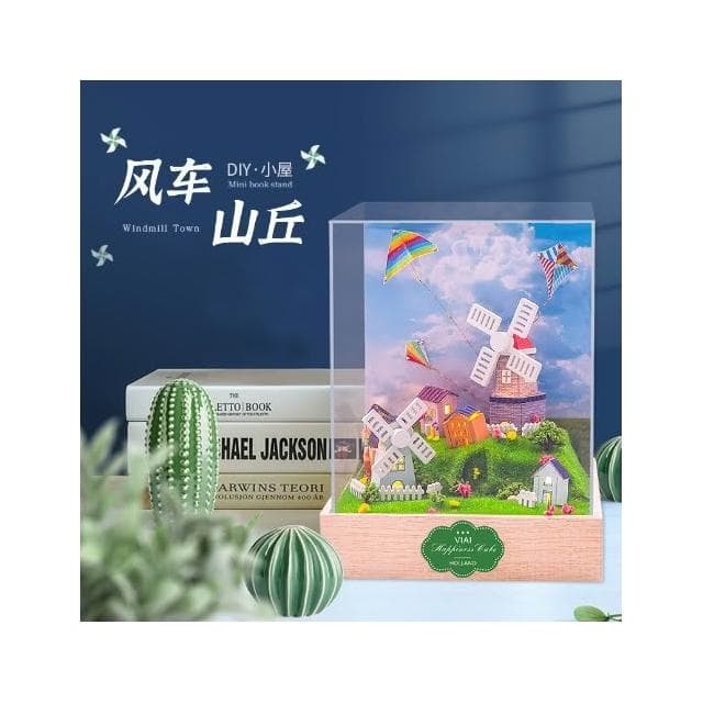 大旺小舖:DIY小屋 小方盒系列 風車山丘 袖珍屋娃娃屋材料包 生日結婚母親節情人節聖誕交換禮物 實體店面