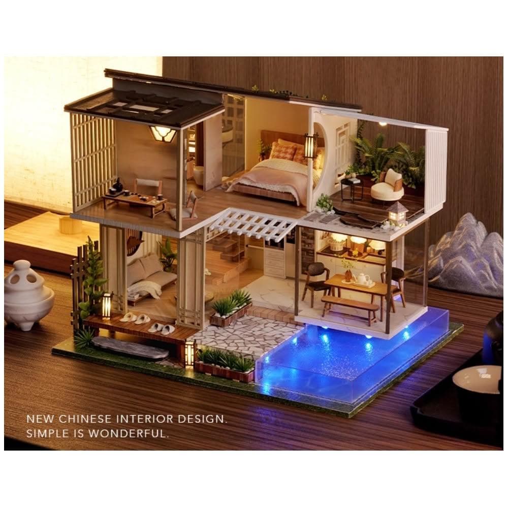 大旺小舖:DIY小屋素雅恬靜  袖珍屋娃娃屋材料包 生日結婚母親節情人節聖誕交換禮物 實體店面