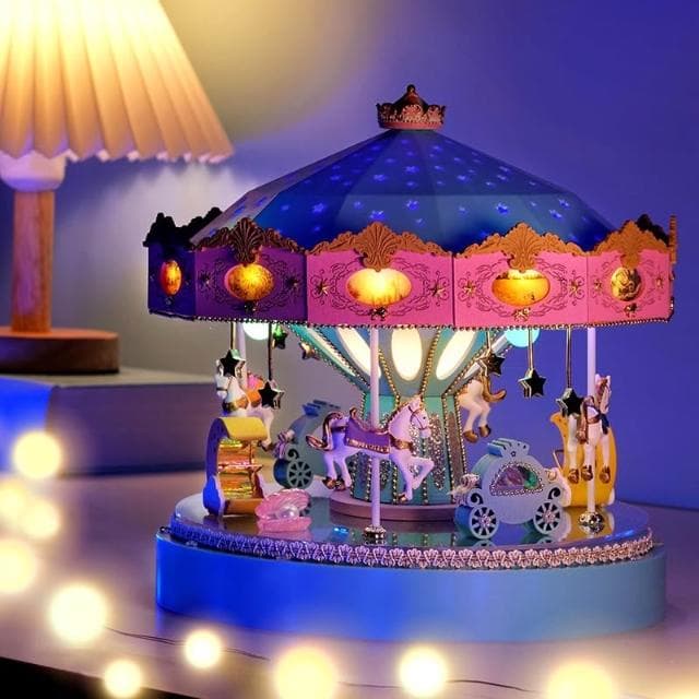 大旺小舖:DIY小屋袖珍屋娃娃屋材料包 夢幻旋轉木馬 生日結婚母親節情人節聖誕交換禮物 實體店面