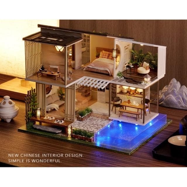 大旺小舖:DIY小屋素雅恬靜  袖珍屋娃娃屋材料包 生日結婚母親節情人節聖誕交換禮物 實體店面