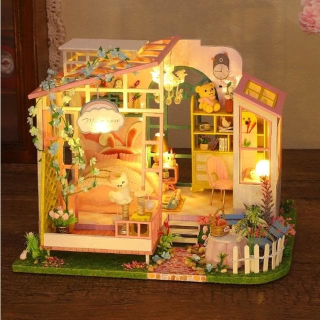 大旺小舖:DIY小屋花間夢境 袖珍屋娃娃屋材料包 生日結婚母親節情人節聖誕交換禮物 台北現貨