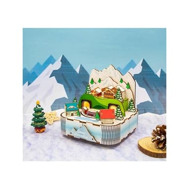 大旺小舖:DIY發光木質立體音樂盒材料包 雪山快車 聖誕交換禮物