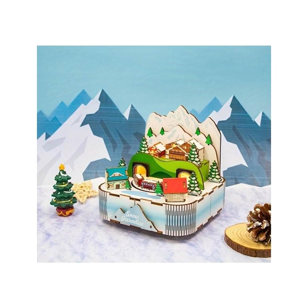 大旺小舖:DIY發光木質立體音樂盒材料包 雪山快車 聖誕交換禮物