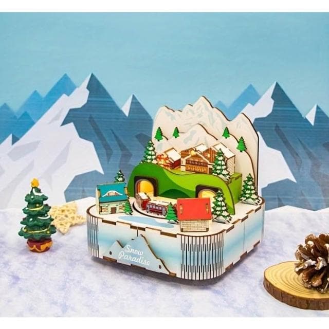 大旺小舖:DIY發光木質立體音樂盒材料包 雪山快車 聖誕交換禮物