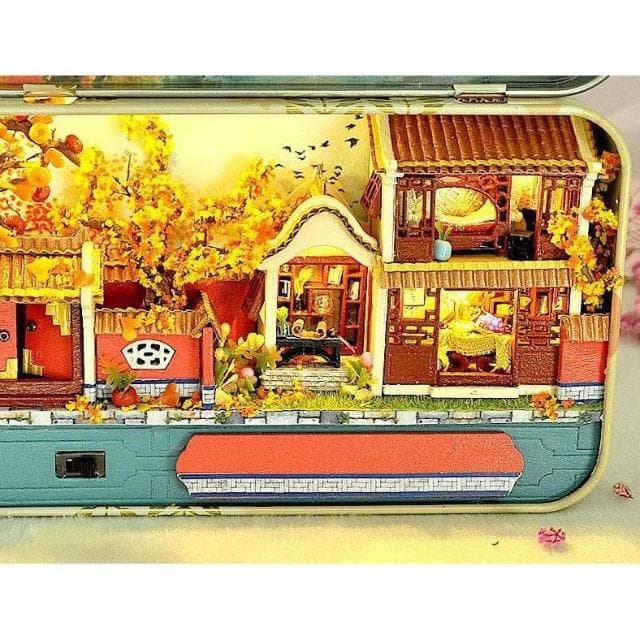 大旺小舖:DIY小屋四時景觀盒 中國風秋天袖珍屋娃娃屋材料包 賣場上百款小屋 生日結婚母親節情人節聖誕交換禮物
