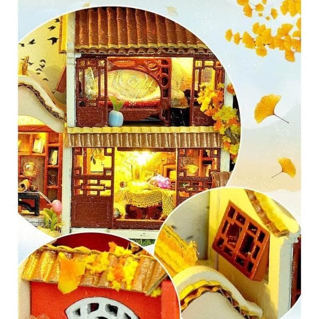 大旺小舖:DIY小屋四時景觀盒 中國風秋天袖珍屋娃娃屋材料包 賣場上百款小屋 生日結婚母親節情人節聖誕交換禮物