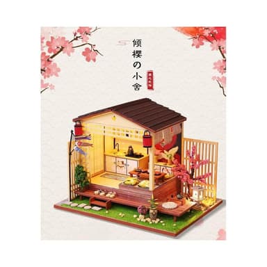 大旺小舖:DIY小屋傾櫻小舍 日式風  袖珍屋娃娃屋材料包 生日結婚母親節情人節聖誕交換禮物 實體店面