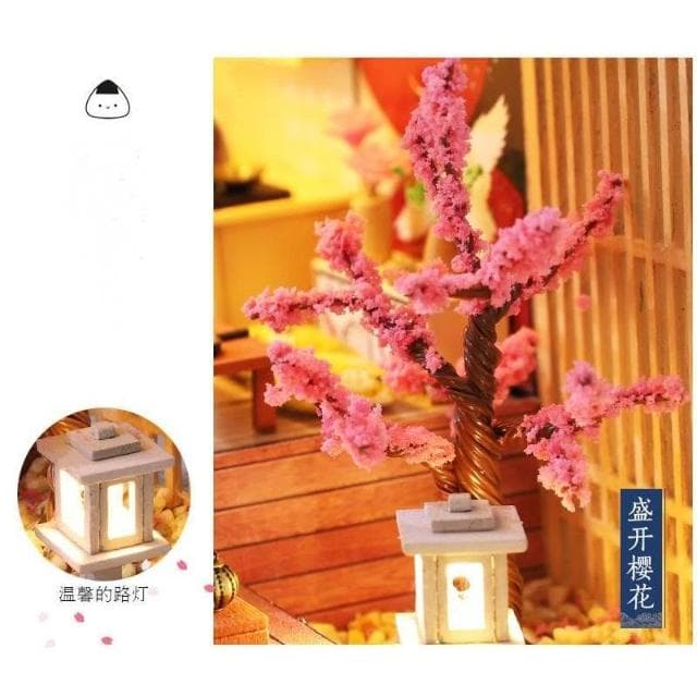 大旺小舖:DIY小屋傾櫻小舍 日式風  袖珍屋娃娃屋材料包 生日結婚母親節情人節聖誕交換禮物 實體店面