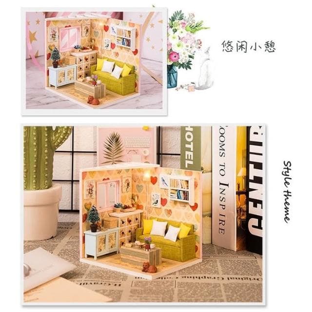 大旺小鋪:DIY小屋 悠閒小憩 袖珍屋娃娃屋材料包 生日結婚母親節情人節聖誕交換禮物 實體店面