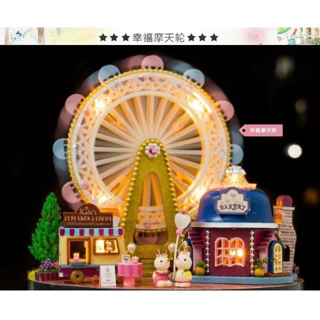 大旺小舖:DIY小屋環遊世界音樂盒幸福摩天輪  袖珍屋娃娃屋材料包 生日結婚母親節情人節聖誕交換禮物