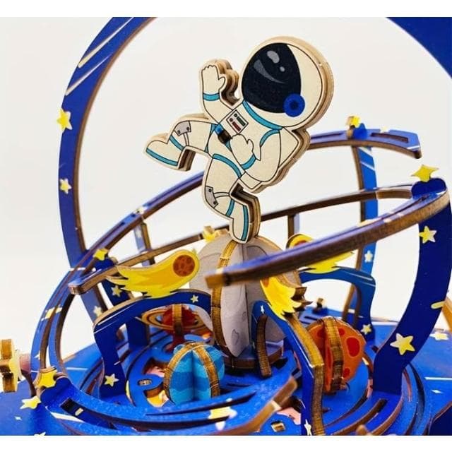 大旺小舖:DIY發光木質立體音樂盒材料包 太空漫遊 聖誕交換禮物