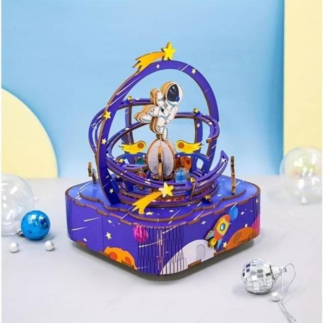 大旺小舖:DIY發光木質立體音樂盒材料包 太空漫遊 聖誕交換禮物
