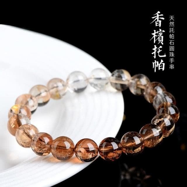 【Paiya 派亞】漸變香檳托帕石黃玉圓珠手鏈橙紅色托帕石冰種手串送禮好物/交換禮物
