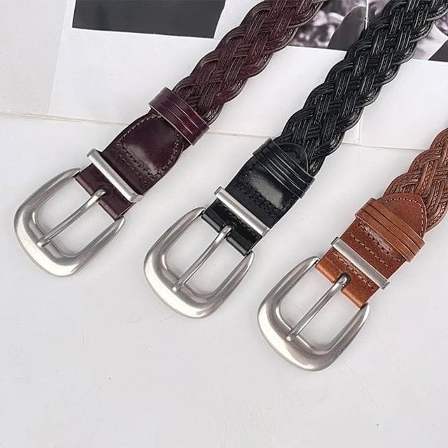 【MoonDy】皮帶 腰帶 編織皮帶 復古皮帶 紅色腰帶 針扣腰帶 女用皮帶 腰帶女 大衣腰帶 精品皮帶 復古皮帶 小禮物 送禮