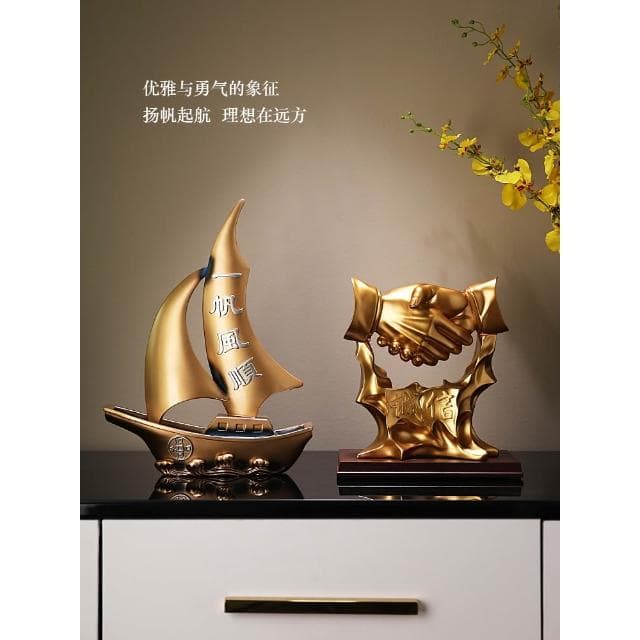 新中式一帆风顺帆船摆件酒柜客厅电视柜装饰品办公室开业乔迁礼物