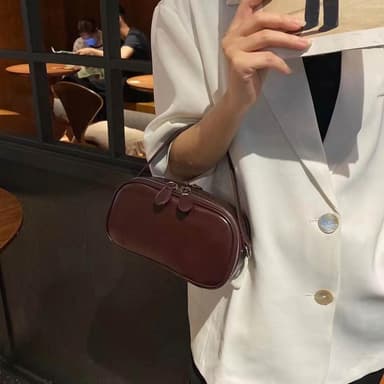【LEESA】手提牛皮包\真皮女包\紅色包包\雙層拉鍊包\包包\手提包\牛皮包包\真皮包包包包女\斜背小包包\日系包包\禮物\