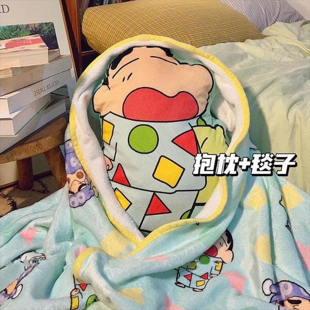 抱枕毯子二合一辦公室午睡毯小新毛絨玩偶兒童被子禮物送女生生日