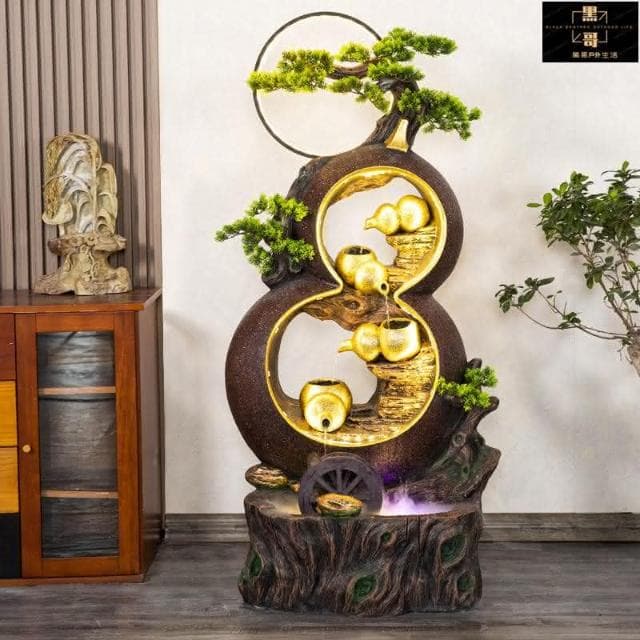 新款葫蘆招財擺件 開運人生 風水擺件 招財擺件 玄關擺件 茶桌擺件 擺件 創意客廳中國風流水生財 電視柜旁開業喬遷送禮