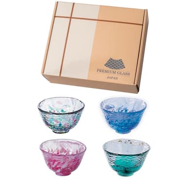 【ADERIA】日本 津輕 清酒杯禮盒組 50ml 4入禮盒 日本製 清酒杯 酒杯 燒酒杯 禮盒 琉璃酒杯 交換禮物 企業採購 商務禮品 生日禮 入厝禮